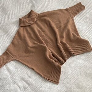 Loft Cozy Camel Turtleneck Poncho Sweater Petite XS